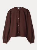 Bruine top met pofmouwen