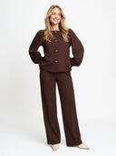 Bruine top met pofmouwen