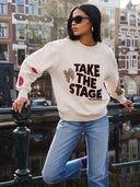 Grijze sweater met tekst