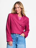 Donkerrode gestreepte blazer rowan