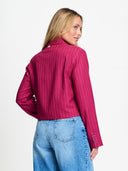 Donkerrode gestreepte blazer rowan
