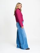 Donkerrode gestreepte blazer rowan
