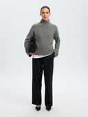 Grijze trui cille cashmere blend high neck
