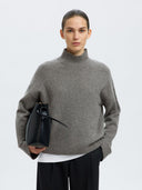Grijze trui cille cashmere blend high neck