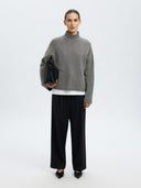 Grijze trui cille cashmere blend high neck