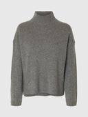 Grijze trui cille cashmere blend high neck