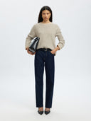Wolmix trui alva knit stripe o-neck