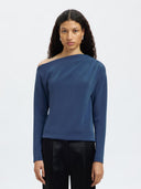Top met asymmetrische hals tenny draped
