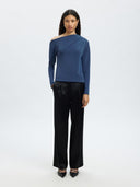 Top met asymmetrische hals tenny draped