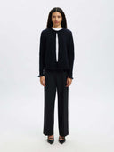 Donkerblauw vest lulu frill knit cardigan