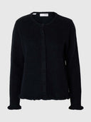 Donkerblauw vest lulu frill knit cardigan