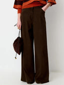 Bruine wide-leg jeans dalt