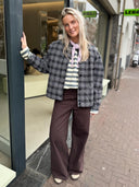Bruine wide-leg jeans dalt
