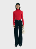 Rode turtleneck top met kasjmier noe cachemire
