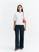 Wit t-shirt met borduursel lena tomatera