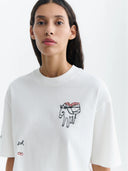 Wit t-shirt met borduursel lena tomatera