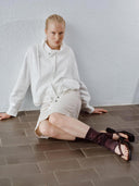 Donkerbruine leren teenslippers izzy