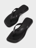 Zwarte leren slippers izzy