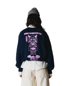 Navy sweater met rugprint wbfanka action crew