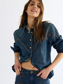 Western denim blouse yoke