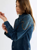 Western denim blouse yoke