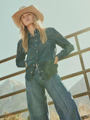 Western denim blouse yoke