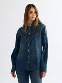 Western denim blouse yoke