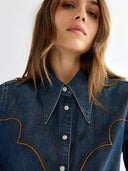 Western denim blouse yoke